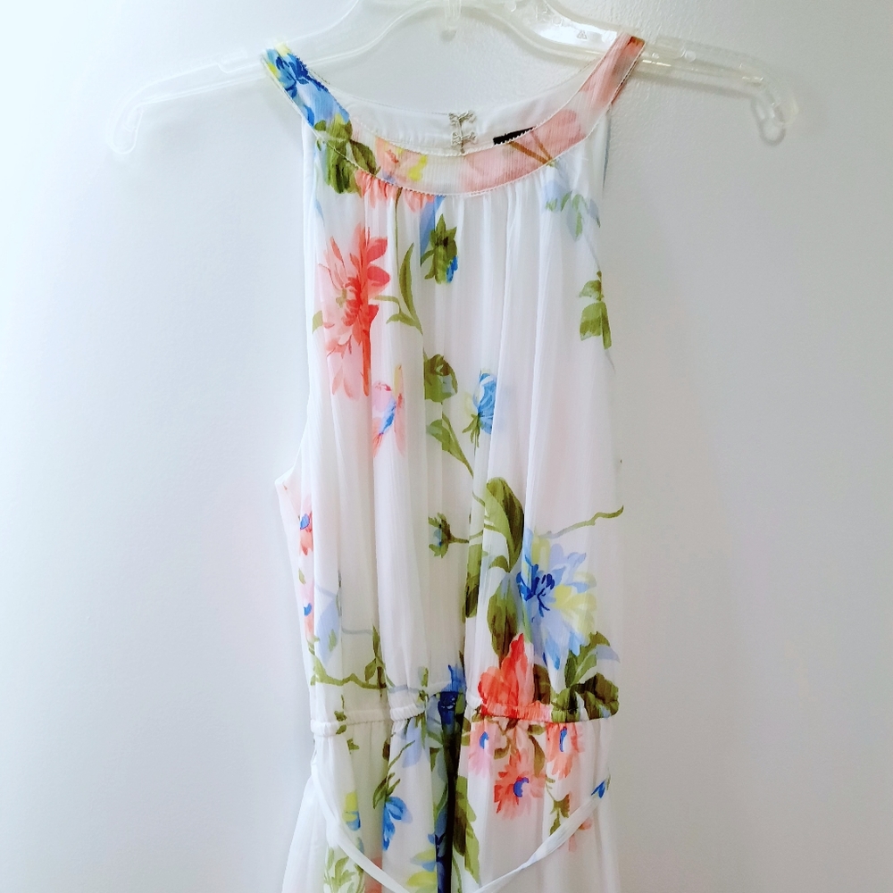 White Floral Ann Taylor Midi Dress Size 8
